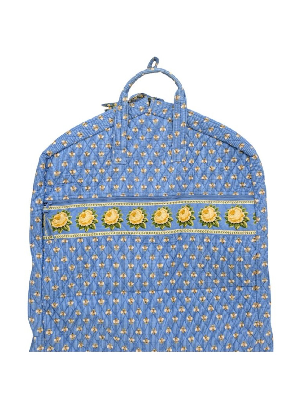 Vtg Vera Bradley Garment Bag Blue Yellow Rose Bumble Bee Print Quilted Cotton - Picture 5 of 13